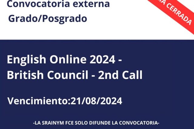 -CONVOCATORIA CERRADA- Grado/Posgrado. English Online 2024 – British Council – 2nd Call