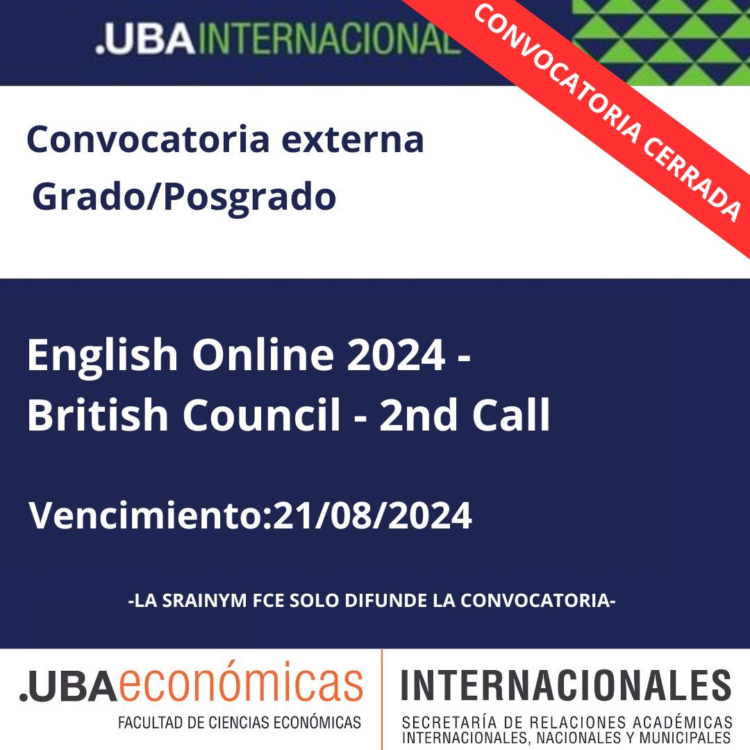 -CONVOCATORIA CERRADA- Grado/Posgrado. English Online 2024 – British Council – 2nd Call